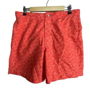 Southern‎ Tide Island Batik Fish Swim Shorts Orange Men's M Water Board Trunks